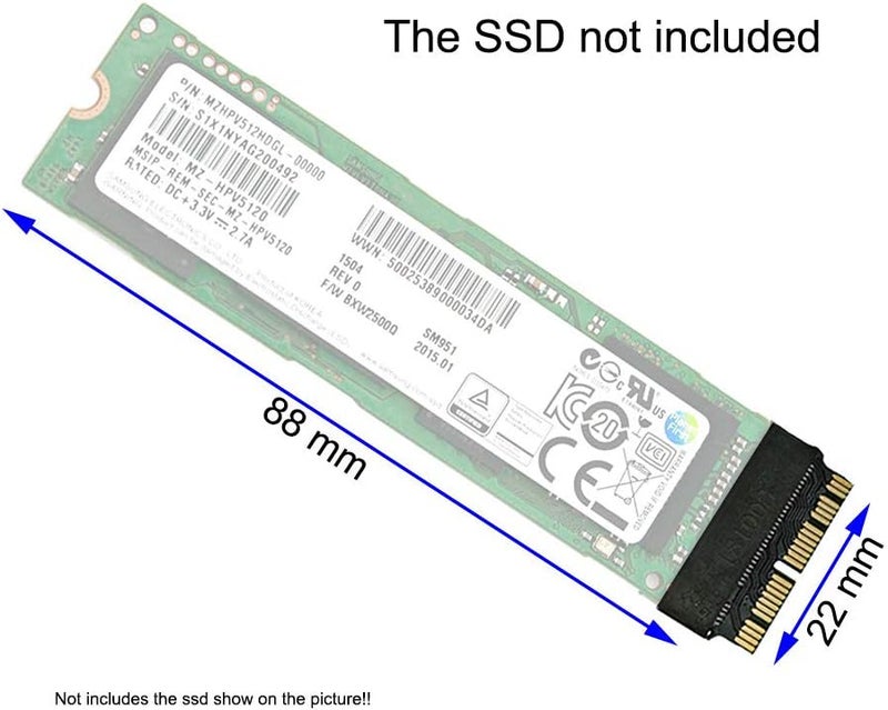 HUYUN محول SSD NVME M.2 لجهاز MacBook Air Pro Retina منتصف 2013 2014 2015 2016 2017 NVME و AHCI SSD ترقية مناسبة لـ A1465 A1466 A1398 A1502 (1X محول SSD NVME M.2) - Image 5